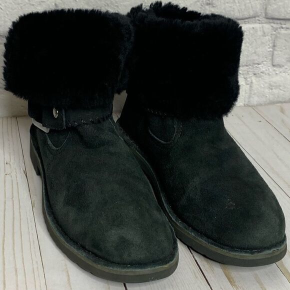 Ugg Cedric Black fur lined leather boots - Picture 7 of 16